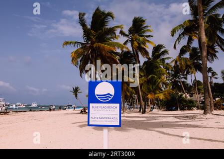 Playa Bavaro beach at Melia Caribe Beach Resort in Caribbean, Dominican Republic, Punta Cana 2023 - blue flag beach Playa Bandera Azul Stock Photo