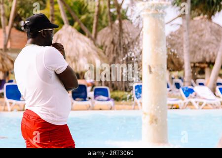 Pool Lifeguard on duty at Melia Caribe Beach Resort in Caribbean, Dominican Republic, Punta Cana 2023 Stock Photo