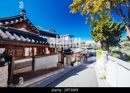 SEOUL, AUGUST 18: Bukchon Hanok Village is a Korean traditional village ...