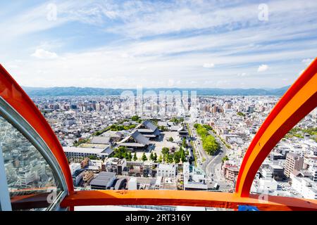 The view from Kyoto Tower on a clear spring day from the Kyoto downtown area in Japan Stock Photo