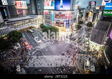 TOKYO, JAPAN, MAY 12, 2019, Shibuya Crossing is one of the world's most used pedestrian crossings, in central Tokyo, Japan Stock Photo