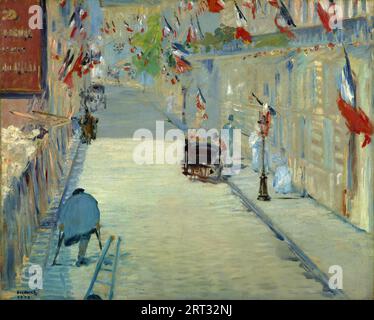 Manet Edouard (Paris 1832-1883) - Rue Monnier with flags (65x80 cm) 1878 Stock Photo