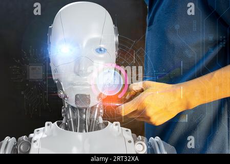 Concepts, development of artificial intelligence and self-learning of artificial intelligence. Stock Photo