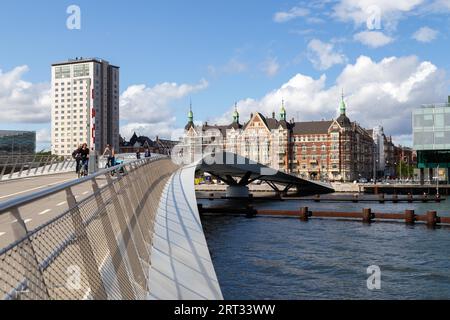 Copenhagen, Denmark, August 21, 2019: The new modern pedestrian and cycling bridge Lille Langebro Stock Photo