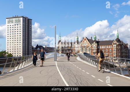 Copenhagen, Denmark, August 21, 2019: The new modern pedestrian and cycling bridge Lille Langebro Stock Photo