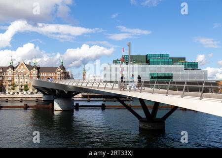 Copenhagen, Denmark, August 21, 2019: The new modern pedestrian and cycling bridge Lille Langebro Stock Photo