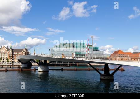 Copenhagen, Denmark, August 21, 2019: The new modern pedestrian and cycling bridge Lille Langebro Stock Photo