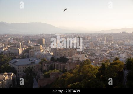 Malaga, Spain, May 25, 2019: Beautiful aerial view of the historic Old Town Stock Photo