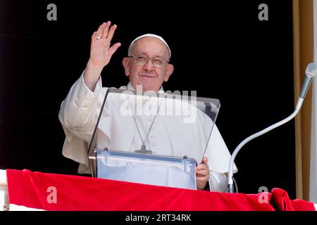 Vatican, Vatican. 10th Sep, 2023. Italy, Rome, Vatican, 2023/9/10. Pope Francis delivers his blessing to the faithful during the Angelus prayer at St Peter's square in the Vatican. Photograph by VATICAN MEDIA /Catholic Press Photo Credit: Independent Photo Agency/Alamy Live News Stock Photo