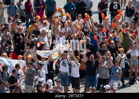 Vatican, Vatican. 10th Sep, 2023. Italy, Rome, Vatican, 2023/9/10. Pope Francis delivers his blessing to the faithful during the Angelus prayer at St Peter's square in the Vatican. Photograph by VATICAN MEDIA /Catholic Press Photo Credit: Independent Photo Agency/Alamy Live News Stock Photo