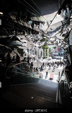 Tokyo, Japan, May 12 2019: The famous mirrors at the entrance of Tokyu Mall Plaza in Harajuku Stock Photo