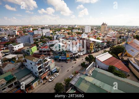 HUE, VIETNAM, SEPTEMBER 20, 2018: Aerial views over Hue City in Vietnam on a bright sunny morning Stock Photo