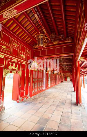 HUE, VIETNAM, SEPTEMBER 20, 2018: The gallery and corridoors of the UNESCO World Heritage site of Imperial Palace and Citadel in Hue, Vietnam Stock Photo