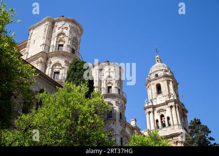 Malaga, Spain, May 25, 2019: Exterior view of the cathedral in the historic city centre Stock Photo