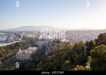 Malaga, Spain, May 25, 2019: Beautiful aerial view of the historic Old Town Stock Photo