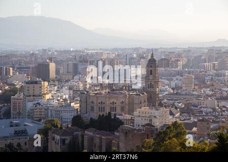 Malaga, Spain, May 25, 2019: Beautiful aerial view of the historic Old Town Stock Photo