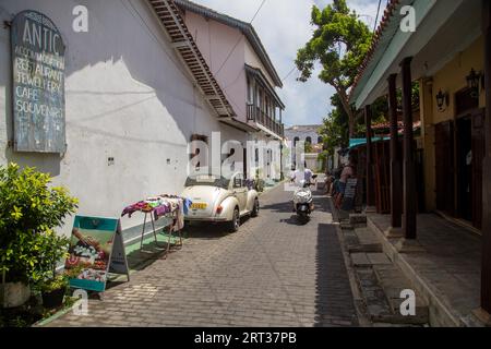 Galle Fort, Sri Lanka, July 27, 2018: A small cozy street in the historical Galle Fort Stock Photo