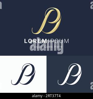 Luxury Initial Letter DP or PD Monogram Text Letter Logo Design Stock Vector