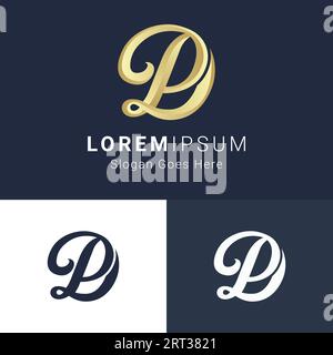 Luxury Initial Letter DP or PD Monogram Text Letter Logo Design Stock Vector