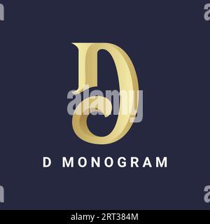 Luxury Initial Letter D Monogram Text Letter Logo Design Stock Vector
