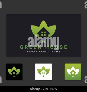 Green House Logo Design Flower Home Logotype Eco House Nature Stock Vector