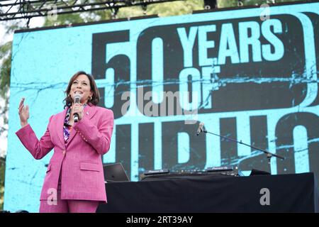 Washington, United States Of America. 09th Sep, 2023. Washington, United States of America. 09 September, 2023. U.S Vice President Kamala Harris delivers remarks at the 50th anniversary celebration of Hip Hop, held at the Naval Observatory residence, September 9, 2023 in Washington, DC The event celebrated hip hop contribution to the black community and world. Credit: Lawrence Jackson/White House Photo/Alamy Live News Stock Photo