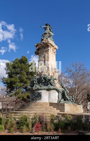 Zaragoza, Spain - February 14, 2022: Monument to the sieges of Zaragoza by Agustin Querol, located in the Plaza de los Sitios, Zaragoza. Stock Photo