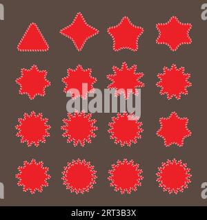 Diffrent stars set: green color assets for Christmas stars, festival celebrations, web or game design, and app icons.Vector basic shapes. retro stars. Stock Vector