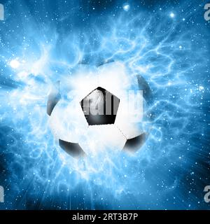 soccer ball with energy waves around it Stock Photo