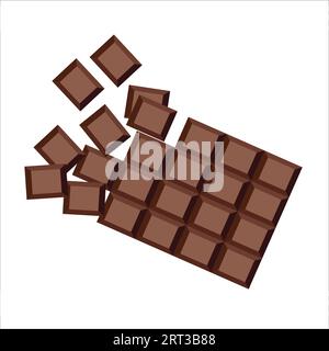 chocolate pieces. Dark chocolate. chocolate bar. Chocolate. Pieces. vector illustration Stock Vector