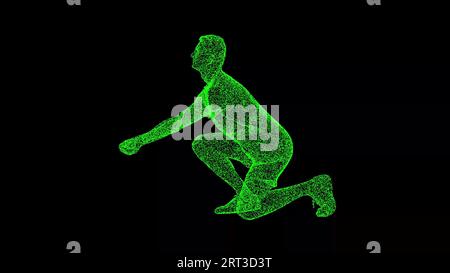 3D Volleyball player on black background. Sports and Competitions concept. Fitness and Training. Business advertising backdrop. For title, text Stock Photo