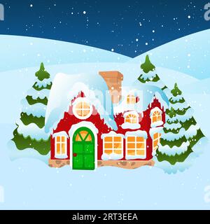 Christmas Labels Decorations On Snowy Winter Stock Vector (Royalty