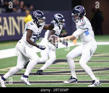 Tennessee Titans running back Julius Chestnut (36) celebrates with  teamamtes after running the ball for a touchdown in the second half of a  preseason NFL football game against the Minnesota Vikings, Saturday