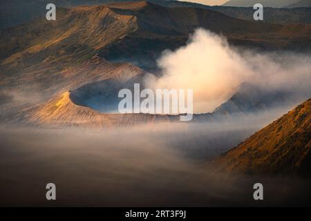 Amazing landscape of the Bromo Tengger Semeru National Park Stock Photo