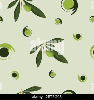 seamless pattern with green olive trees vector Stock Vector