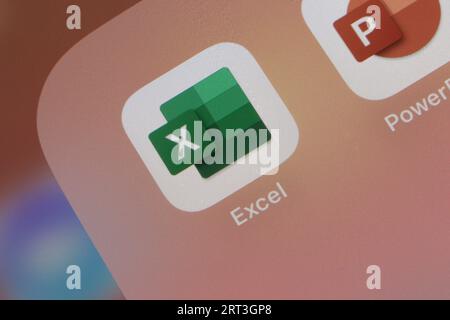 Ostersund, Sweden - Mars 21 2023 Microsoft Excel app icon on an ipad. Microsoft Excel is a spreadsheet developed by Microsoft. Stock Photo