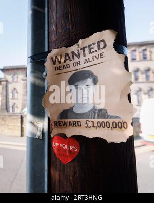 A general view of HMP Wandsworth Prison. Terror suspect Daniel Abed Khalife has been on the run.   Pictured: a poster is put up on a telegraph post ou Stock Photo