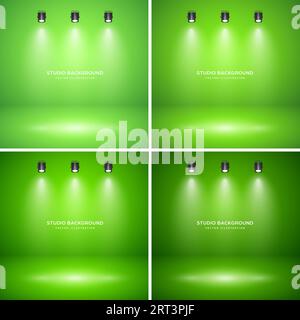Empty green studio abstract backgrounds with spotlight effect. Product ...