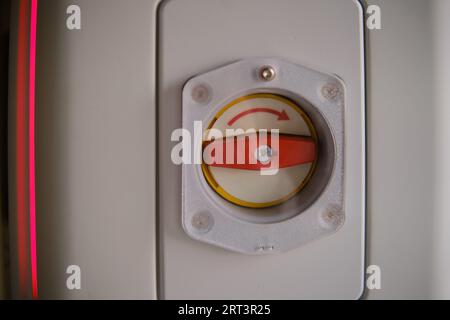 Emergency break for forced opening of doors in a train carriage Stock Photo