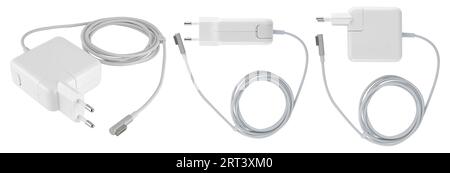 laptop power adapter, on white background in insulation Stock Photo