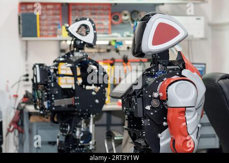 Perm, Russia - July 13, 2023: humanoid robot in the process of assembly ...