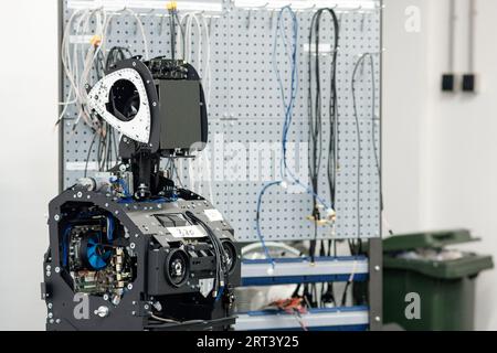 Perm, Russia - July 13, 2023: humanoid robot guide expressing emotions ...