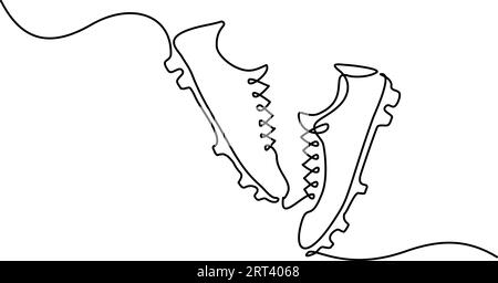 Rugby boots. Baseball Boot Icon. Editable Stroke Simple Design. Continuous one line drawing. Vector illustration outline art Stock Vector