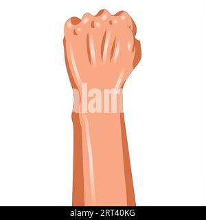 Human hand with clenched fist isolated on white background. Vector illustration. Stock Photo