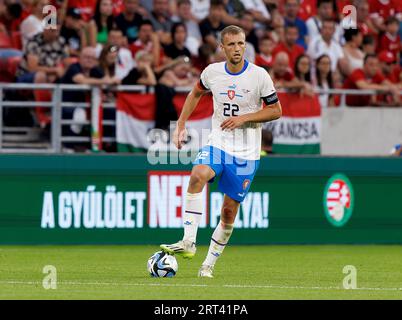 Budapest, Hungary. 10th September, 2023. Tomas Soucek of Czech Republic controls the ball during the International Friendly match between Hungary and Czech Republic at Puskas Arena on September 10, 2023 in Budapest, Hungary. Credit: Laszlo Szirtesi/Alamy Live News Stock Photo