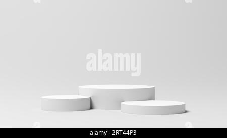 Product display. Display plinths. Stand. White color. 3d illustration. Stock Photo