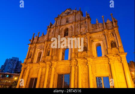 Sunset view of the Ruins of St. Paul's at Macao Stock Photo