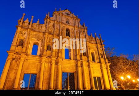 Sunset view of the Ruins of St. Paul's at Macao Stock Photo