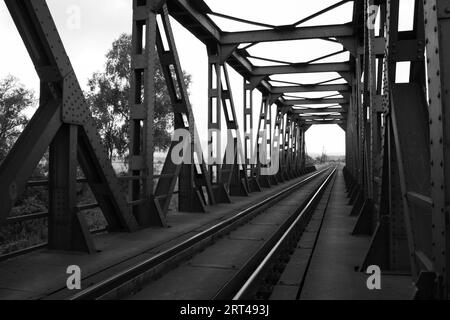 A railway bridge in Komárany, Slovakia. Stock Photo