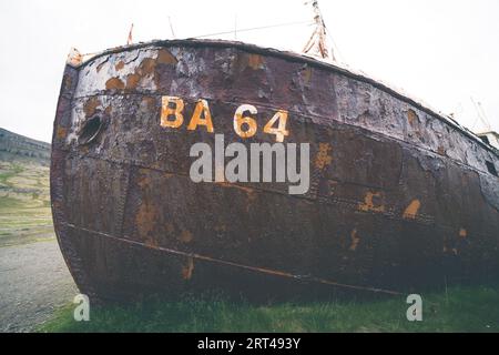 Wreck of the whaling sheep BA 64 - the oldest steel ship in Iceland Stock Photo